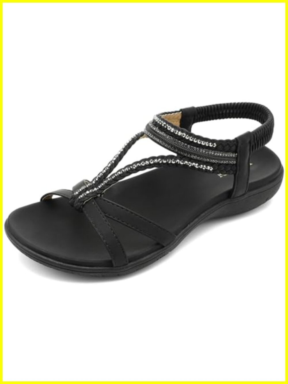 Bohemian Flat Sandals Gladiator Style Rhinestones Cushioned Orthopedic Summer